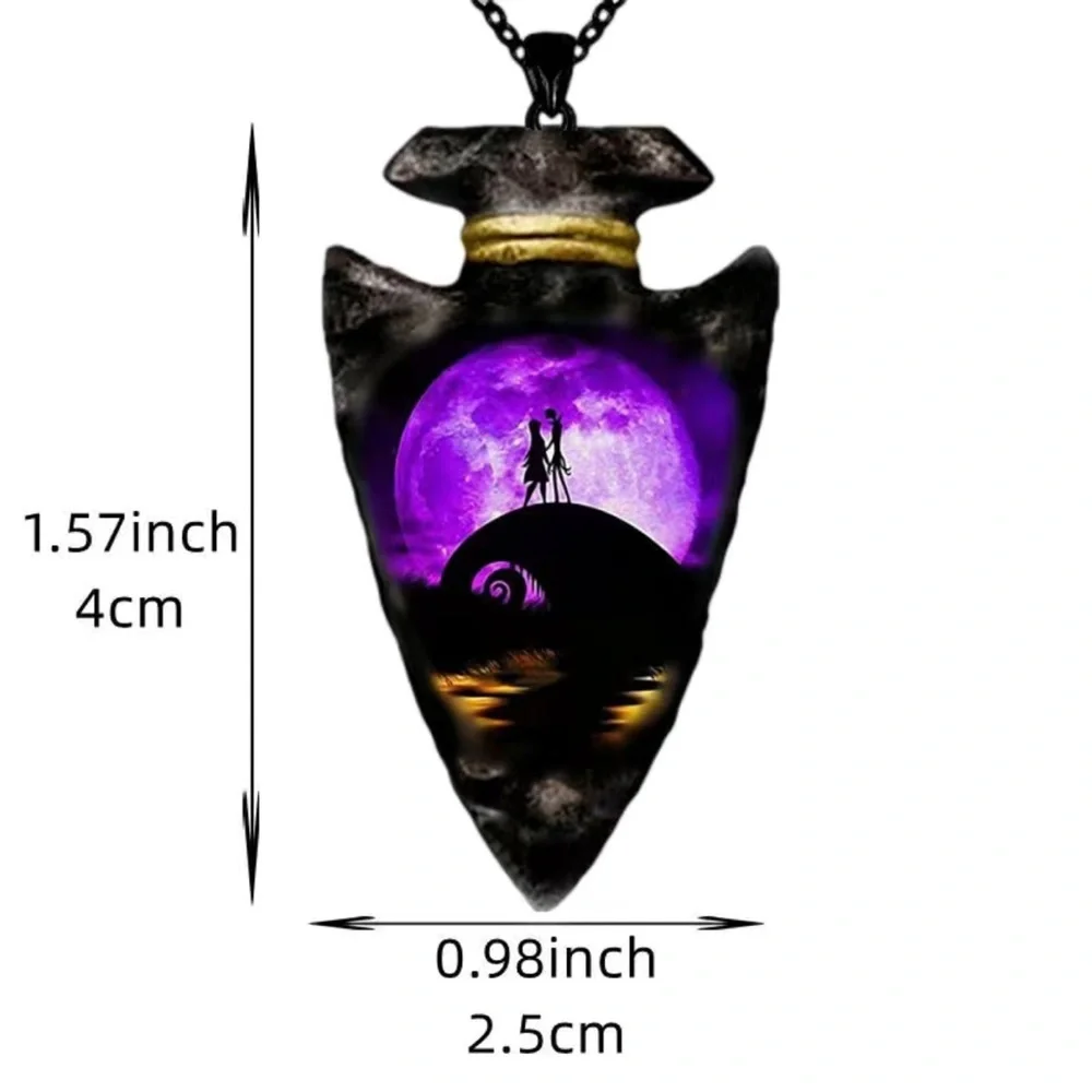 The Nightmare Before Christmas Inspired Jack &‎ Sally Triangle Pendant Ne…